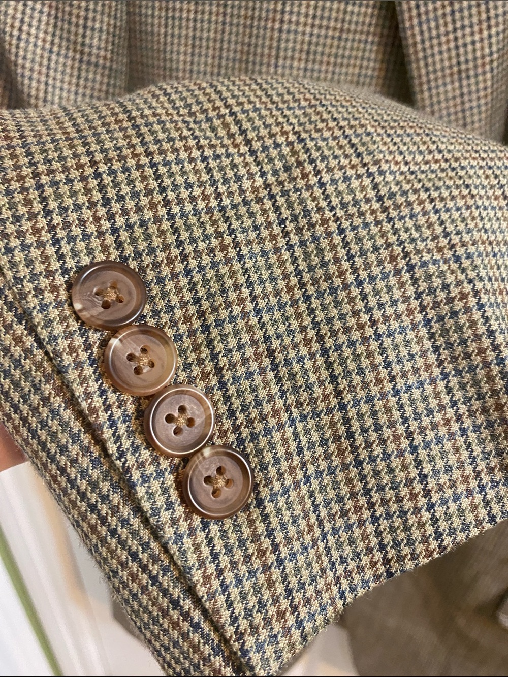 Lauren Ralph Lauren Brown Houndstooth Wool Silk Blazer Men Size 42L Luxury Bloke - Picture 7 of 9